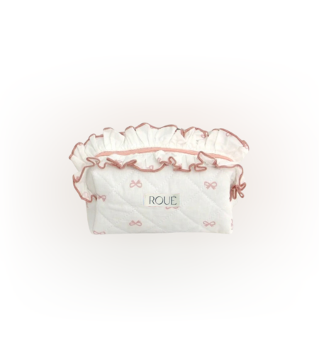 CUSTOM SMALL RUFFLES RUBAN PÊCHE TOILETRY BAG