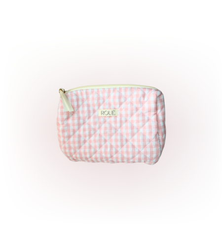 CUSTOM LARGE ROSÉ GINGHAM TOILETRY BAG