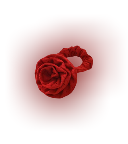 Rosette Scrunchie in CHERRY KISS