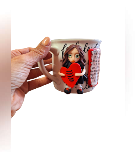 Чаша полимерна глина с цитат от книга 1