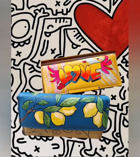 Ръчно рисуван Арт портфейл ,,SUMMER TIME,,,ЕСТЕСТВЕНА КОЖА - Copy 0