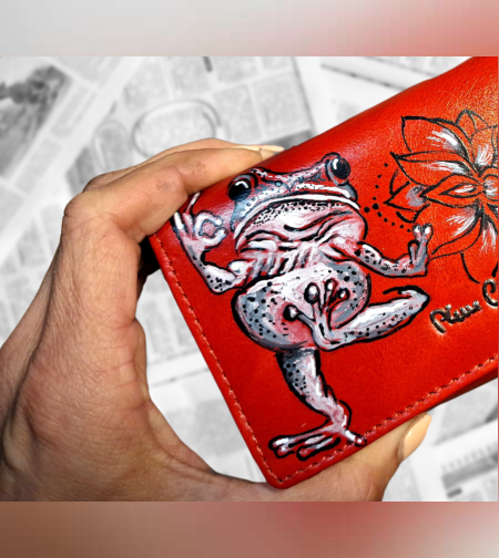 Ръчно рисуван портфейл ,ЕСТЕСТВЕНА КОЖА Pierre Cardin