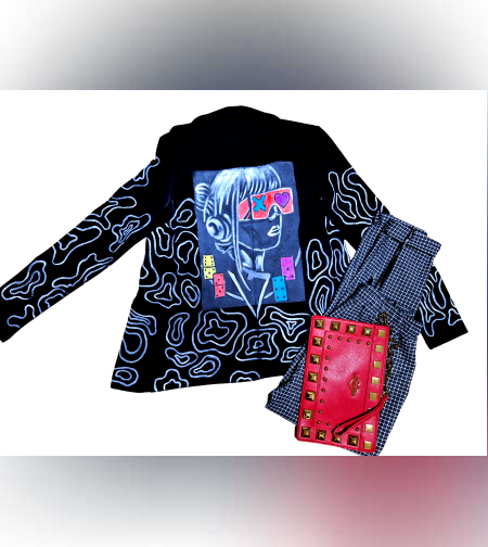 Спортно елегантно сако РЪЧНА РИСУНКА С-М