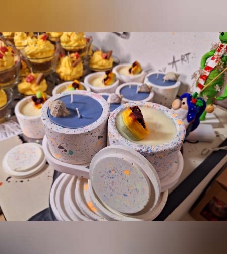 Селекция ръчно изработени еко  свещи с плато - Copy 0