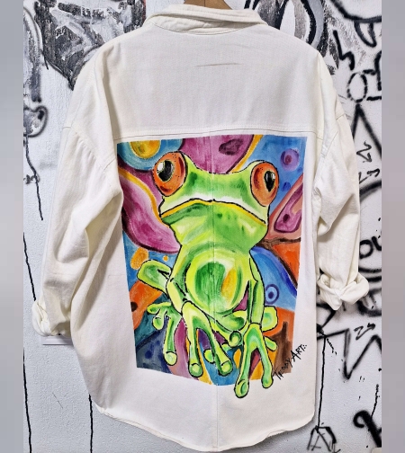 Дамско Арт деним яке овързаиз М-ХЛ