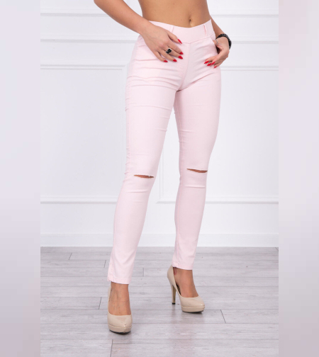 Дамски панталон тип дънки в розово