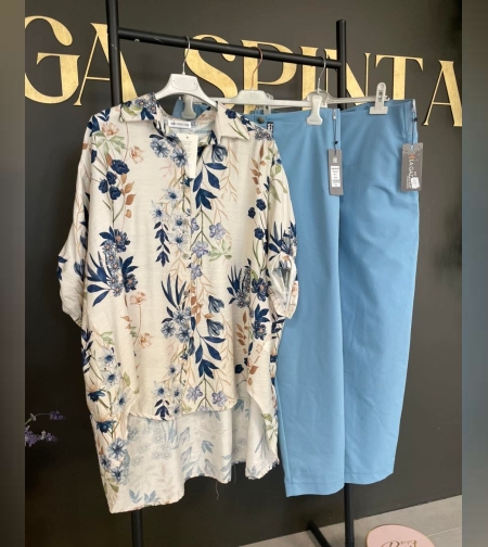 Дамска туника - риза с флорален принт, изработена от вискоза