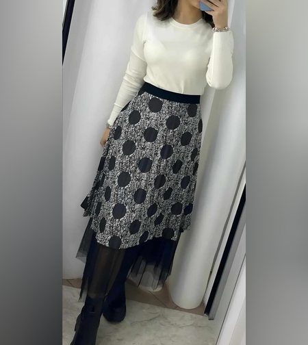 Дамска дълга пола солей с тюл