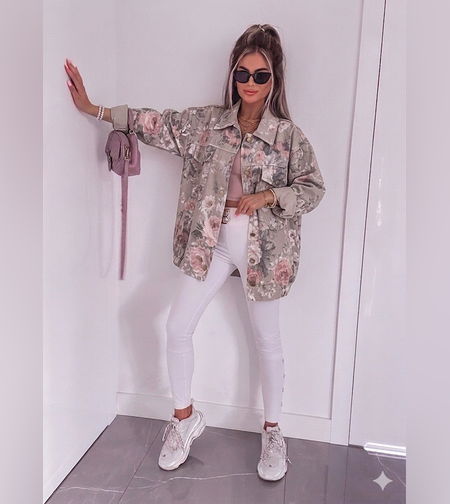 Дънково яке с флорален принт MAXI