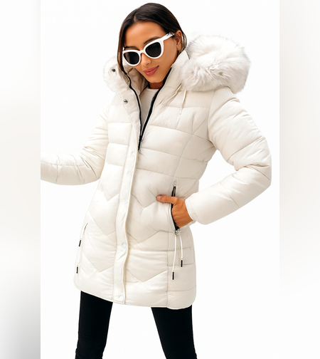 Дамско пухено яке Ecru