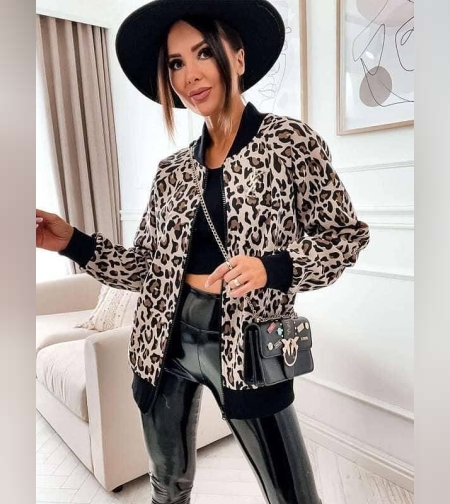 Бомбър суичър с леопардов принт