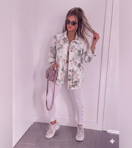 Дънково яке с флорален принт MAXI