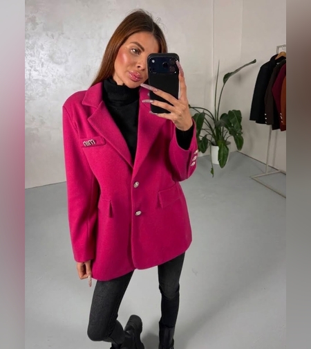 Дамско палто Min в цвят циклама