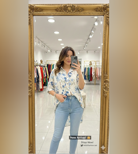 Дамска туника - риза с флорален принт, изработена от вискоза