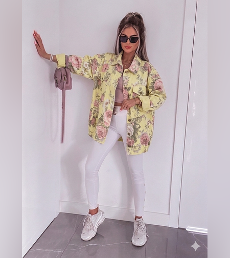 Дънково яке с флорален принт MAXI