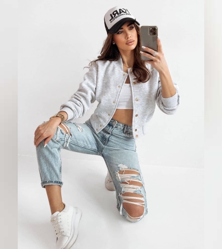 Дамско късо яке в сиво