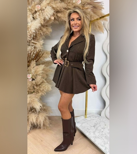 Елегантен гащеризон с камъни в кафяво