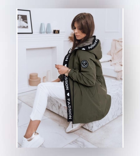 Асиметрична зимна парка в цвят маслина