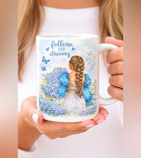 Чаша „Follow Your Dreams“ / „Честит рожден ден“ – Подарък за момиче