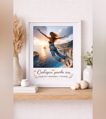 Картина с мотивиращ цитат – „Свободата започва там, където свършва страхът