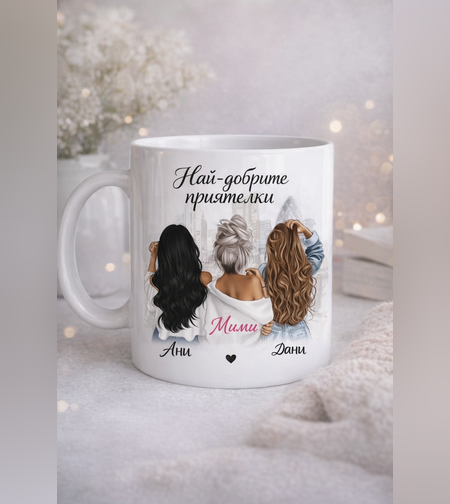 Персонализирана чаша „Най-добрите приятелки“ с имена