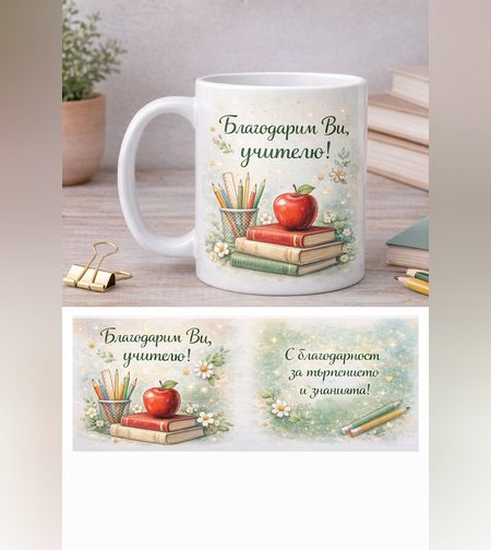 Чаша „Благодарим Ви, учителю“ – Подарък за учител