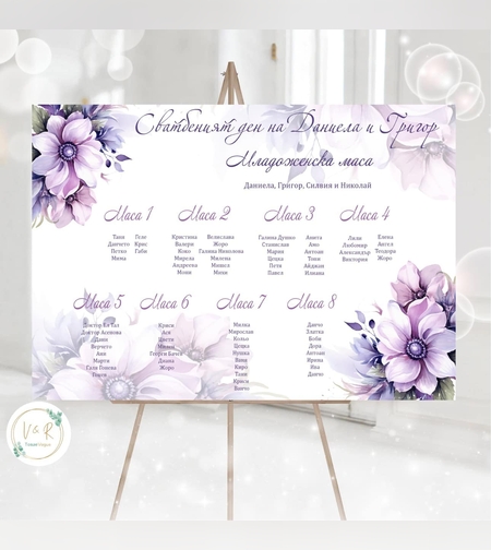 Сватбена табела за гости