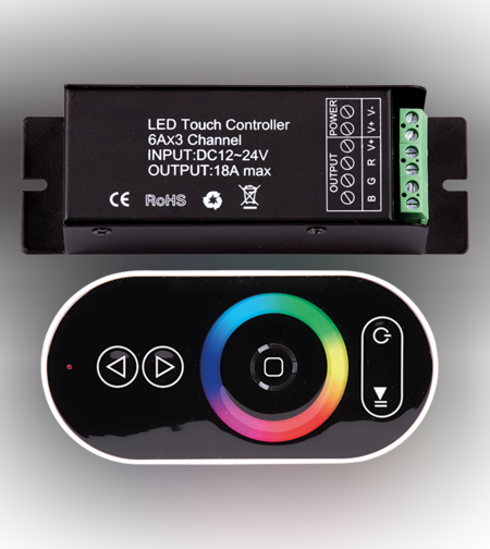 RF Touch контролер за RGB LED осветление, 18A  12-24V DC  216W