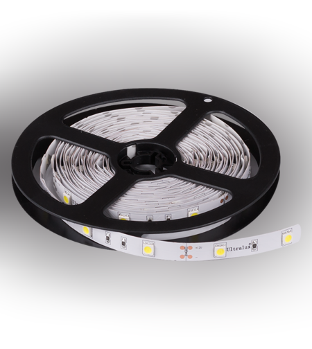 LED лента топло бяла 5м  12V DC 120° 6.75W/m 3000K SMD 5050
