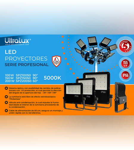 Професионален LED прожектор IP66 IK06  220V-240V AC 90° 200W 5000K SMD 2835