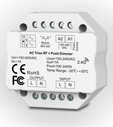 RF TRIAC, PUSH димер за конзола, 1.5A, 350VA  220V-240V AC  220W