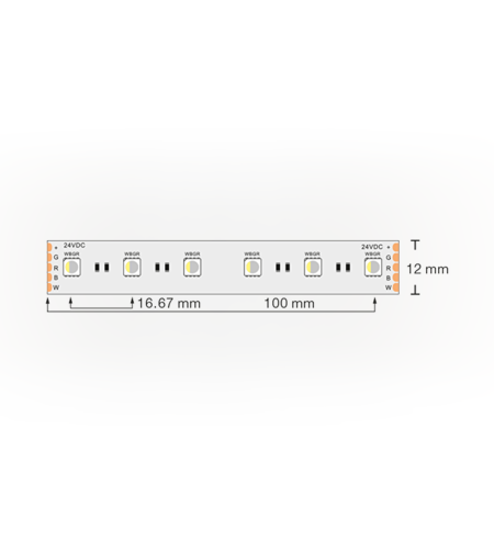 Професионална LED лента RGB+неутрално бяла 5м  24V DC 120° 19.2W/m RGB/neutral white SMD 2835