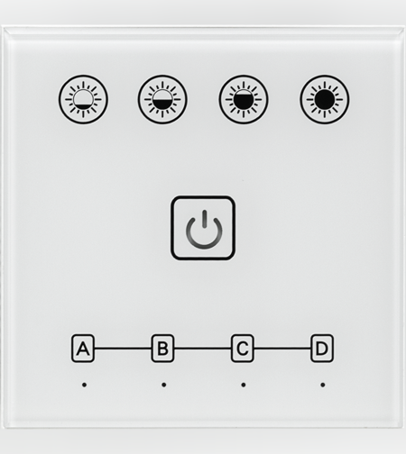 Smart 2.4G RF TOUCH панел за стена за LED осветление, 4 зони