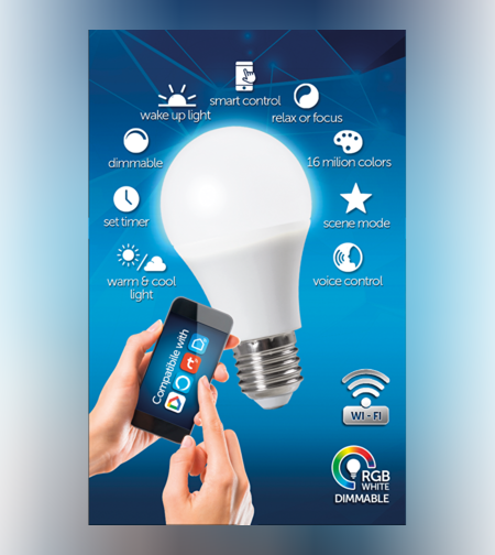 WiFi Smart LED крушка E27 220V-240V AC 270° 8W RGB+4200K