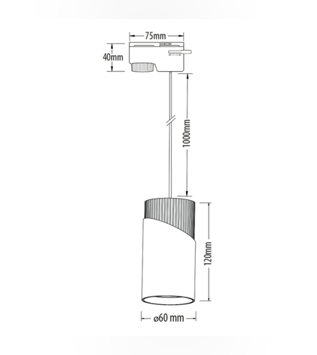 Тяло за релсов монтаж, висящо, двупроводно, черно-бял Gu10 220V-240V AC  10W max