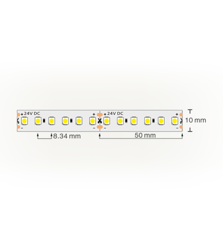 Професионална LED лента топло бяла 5м  24V DC 120° 9.6W/m Warm White SMD 3528