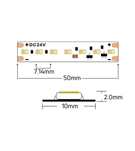 Професионална LED лента Dim-to-warm 5м  24V DC 120° 12W/m 1800K/3000K SMD 2216