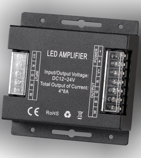 Усилвател за RGBW LED лента, 4х8А  12-24V DC  384W(12V) 768W(24V)