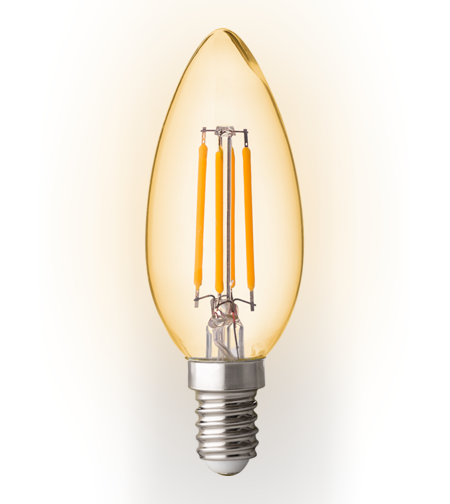 LED димиращ filament конус амбър E14 220V-240V AC 360° 4W 2500К Filament