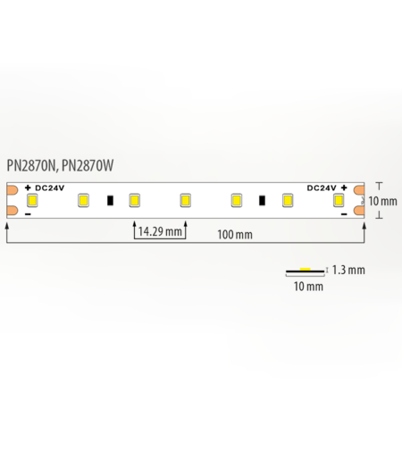 Професионална LED лента неутрално бяла 5м IP20  24V DC 120° 7.2W/m 4200K SMD 2835
