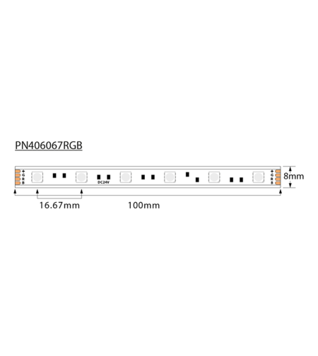 Професионална LED лента RGB 5м IP67  24V DC 120° 14.4W/m RGB SMD 4040