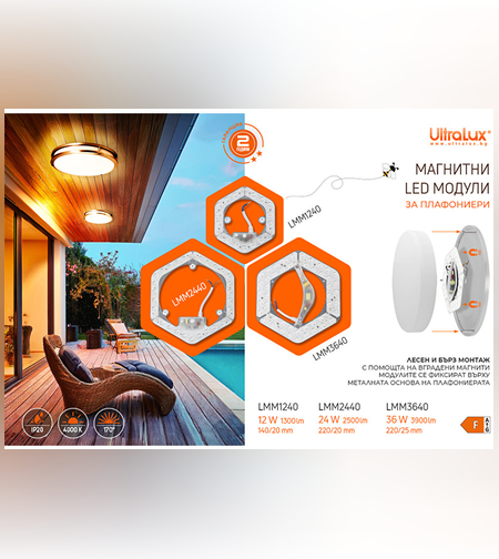 Магнитен LED модул за плафониери 12W 4000K