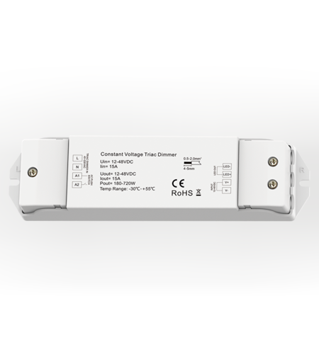 Контролер с TRIAC, PUSH управление 15А  12-48V DC  180W(12V)/360W(24V)/720W(48V)
