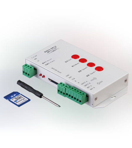 Универсален контролер за дигитално LED осветление SD-карта,1 порт  5-24V DC  2048 pixels