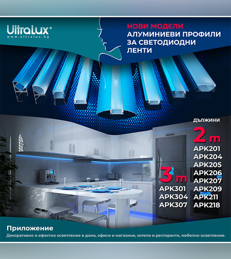 Алуминиев профил за LED лента, за вграждане, плитък, 2м