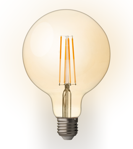 LED димираща filament топка амбър E27 220V-240V AC 360° 4W 2500К Filament