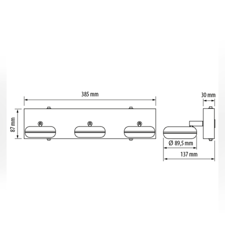 LED осв. тяло 3x5W, 2700K, IP20  за стена хром