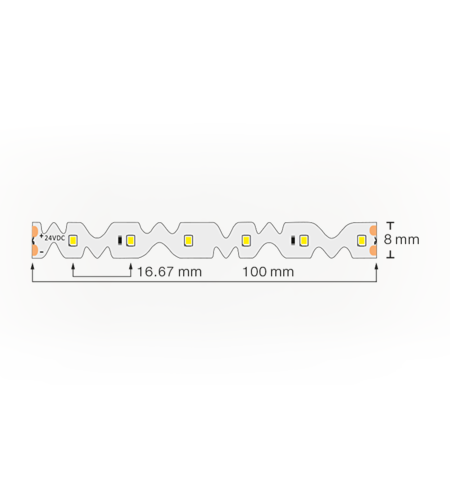 Професионална LED лента топло бяла 5м  24V DC 120° 9.6W/m 2700K SMD 2835
