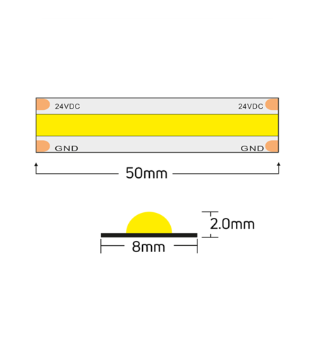 Професионална LED лента амбър 5м  24V DC 120° 11W/m 1800K COB