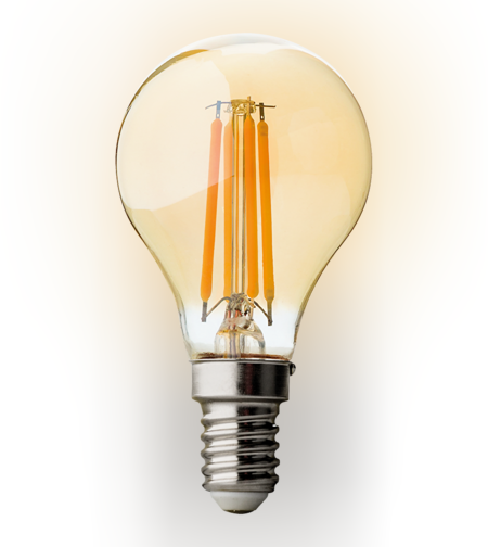 LED димиращ filament топка амбър E14 220V-240V AC 360° 4W 2500К Filament